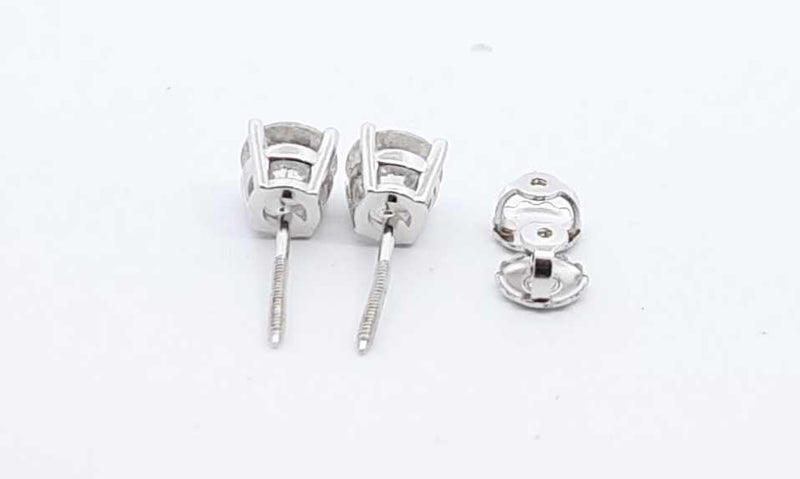 14k White Gold Double Stud Diamond Screwback Earrings Ebsrxdu 144030005133