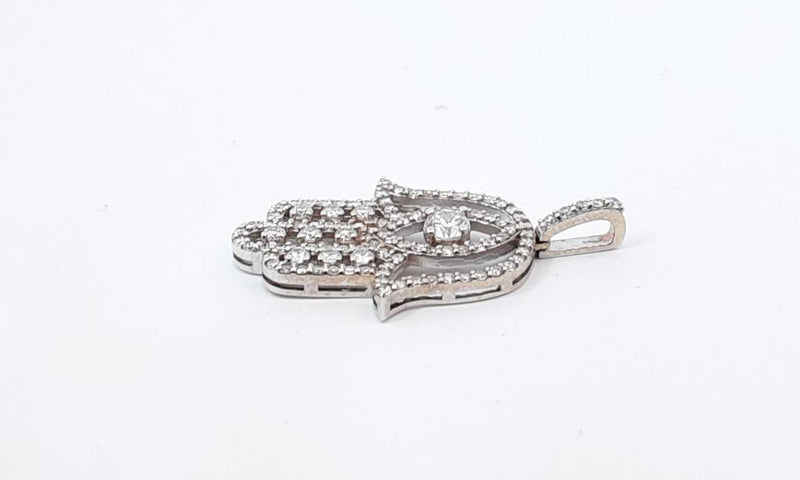 14k White Gold Diamond Hamsa Pendant 4.2 Grams Ebsrxdu 144010018273