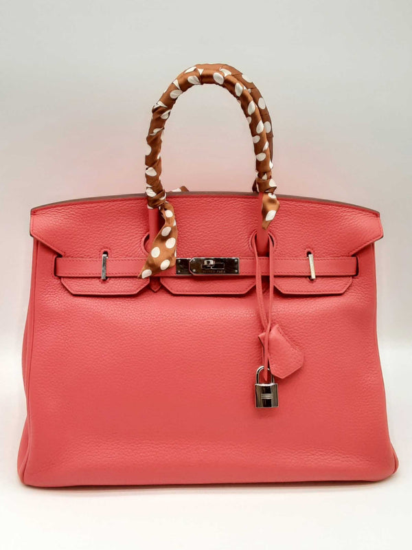 Hermes Birkin 35cm Pink Rose Clemence Palladium Handbag Dolzozxde 144010013022