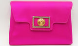 Versace Mini La Medusa Fuschia Satin Envelope Clutch Bag On Chain Ebrxzdu 144030004181